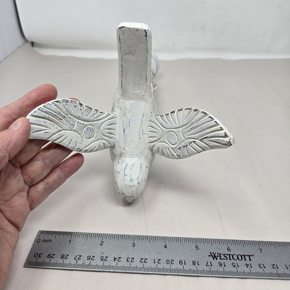 Bird In Flight Wood Look White Farmhouse Decor Distressed Painting 12.5x7x6 - Picture 12 of 13